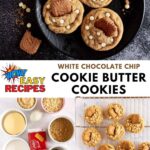 Plate of cookies, list of ingredients and text: Cookie Butter Cookies.